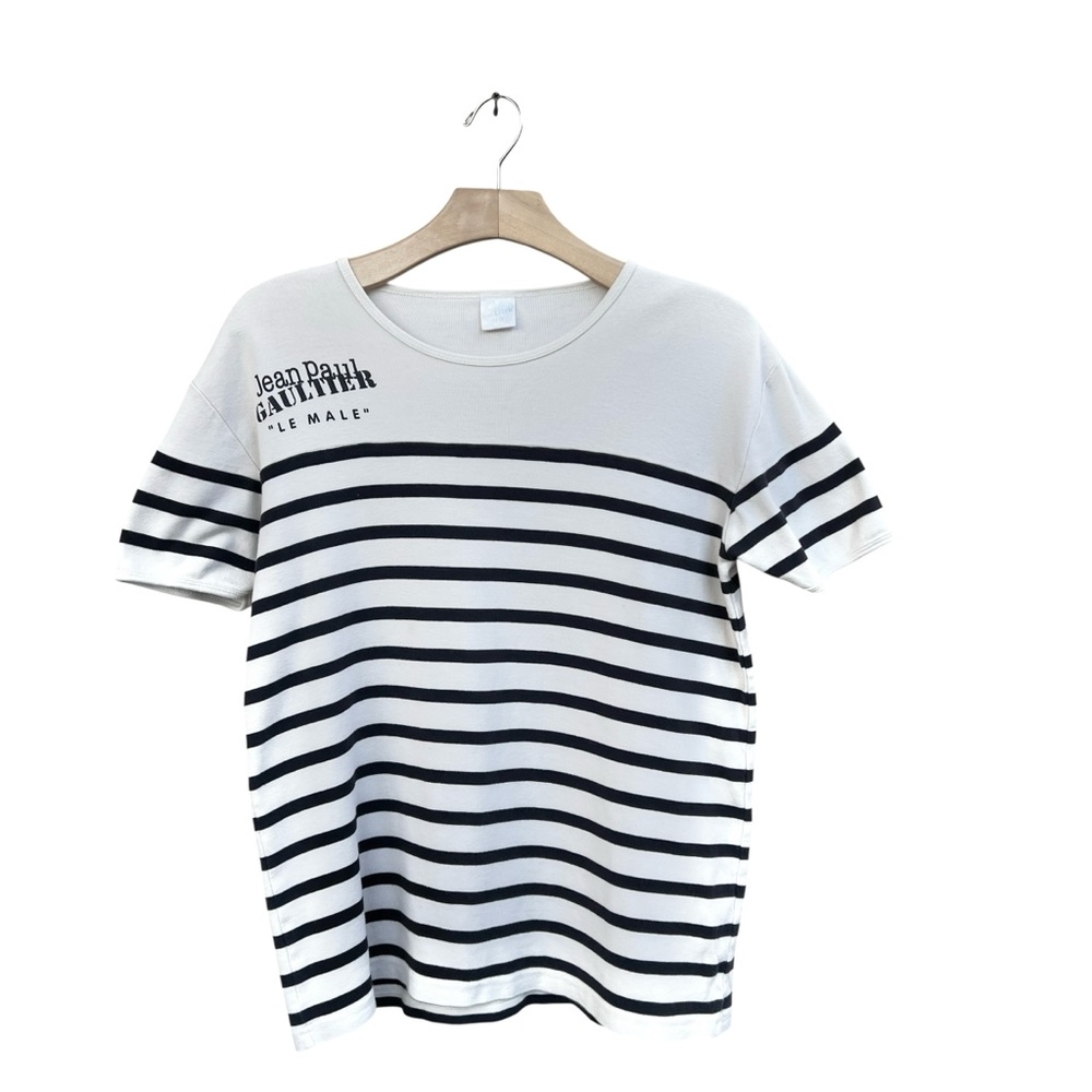 Jean Paul Gaultier “Le Male” Parfums Striped Vintage Short Sleeve T-Shirt L/XL - Picture 3 of 11